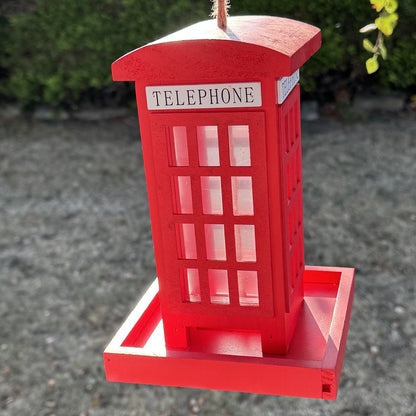 Telephone Box Wooden Bird Seed Feeder