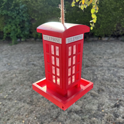 Telephone Box Wooden Bird Seed Feeder