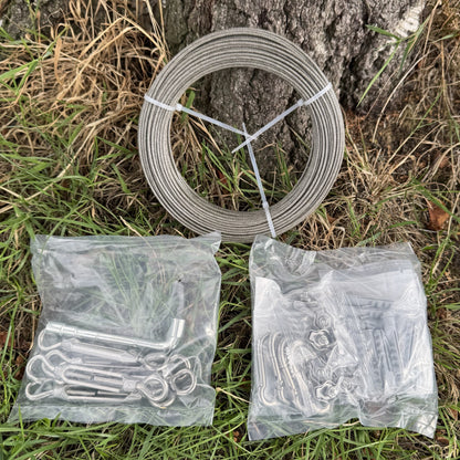 45m Stainless Steel Garden Wire Kit for Climbing Plants, Trellis Fixing, Fence Wire (71 Pieces)