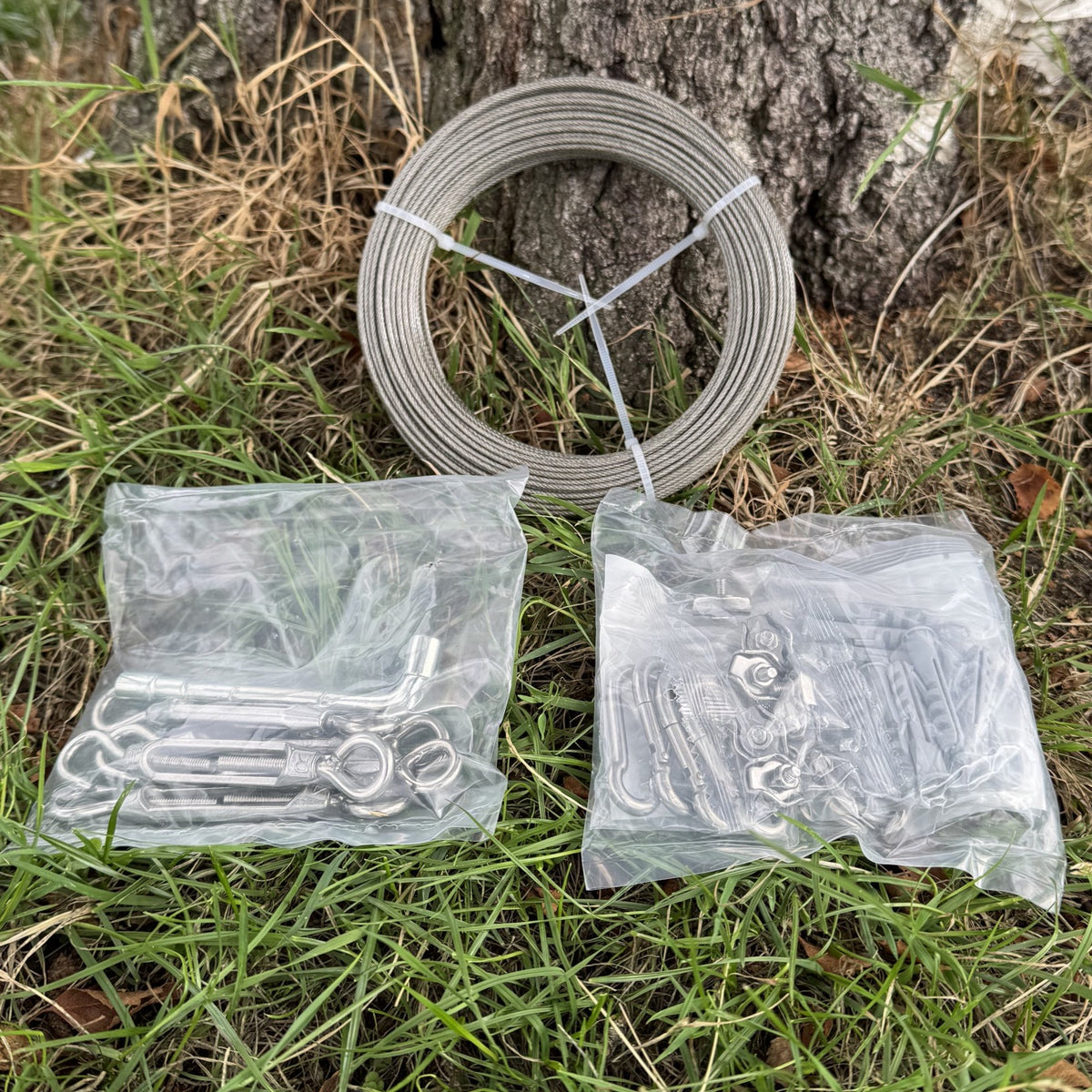 45m Stainless Steel Garden Wire Kit for Climbing Plants, Trellis Fixing, Fence Wire (71 Pieces)