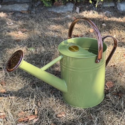 Sage Green & Copper Metal Watering Can (3.5 Litre)