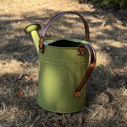 Sage Green & Copper Metal Watering Can (3.5 Litre)