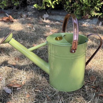 Sage Green & Copper Metal Watering Can (3.5 Litre)