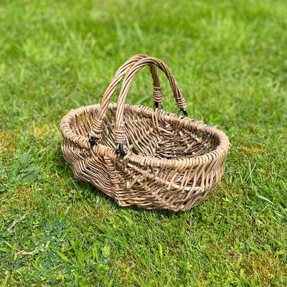 Petite Natural Willow Wicker Garden Trug Basket