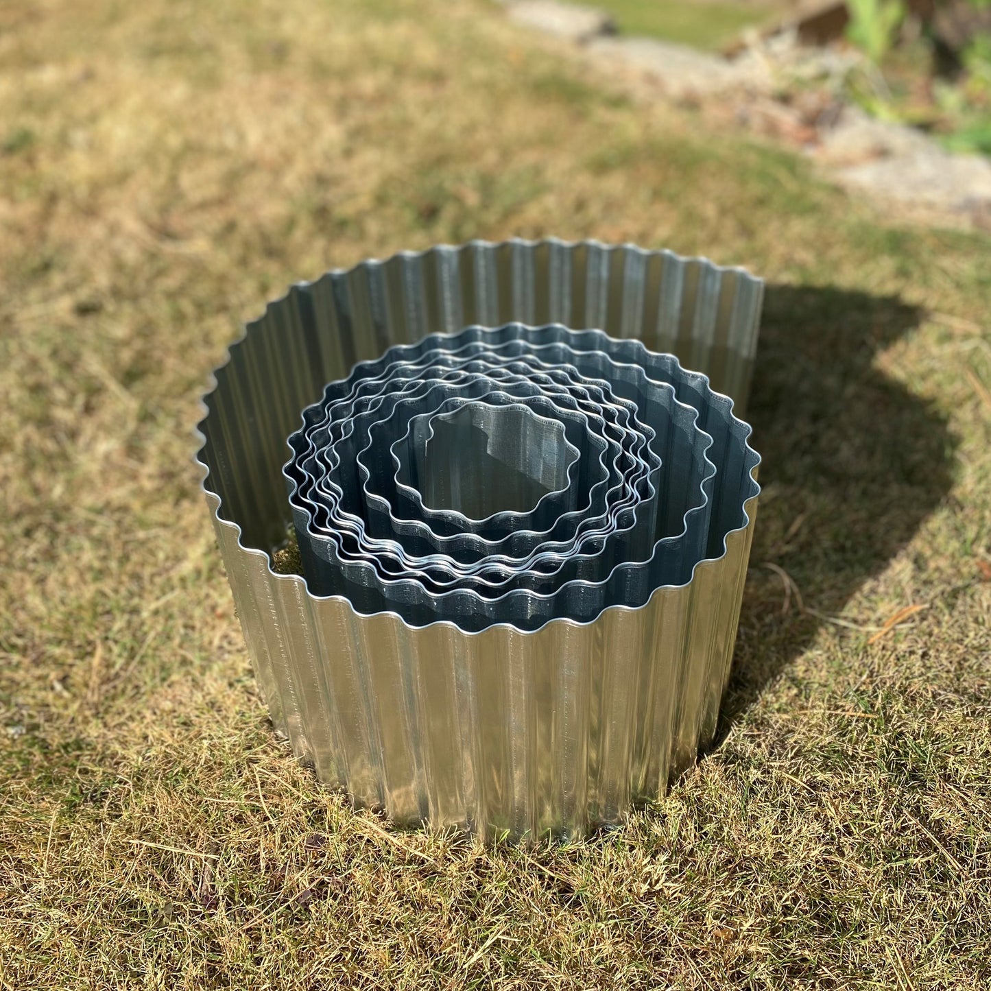 Set of 3 Galvanised Steel Lawn Edging Rolls (16.5cm x 5m)