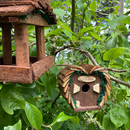 Wooden Hedgehog House With Bird House & Hanging Feeder
