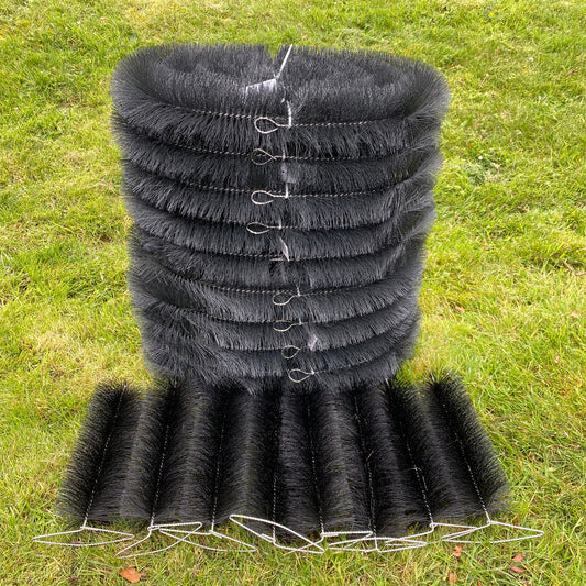 40m Black Gutter Brush Leaf & Moss Guard Protection with Set of 8 Downpipe Plugs