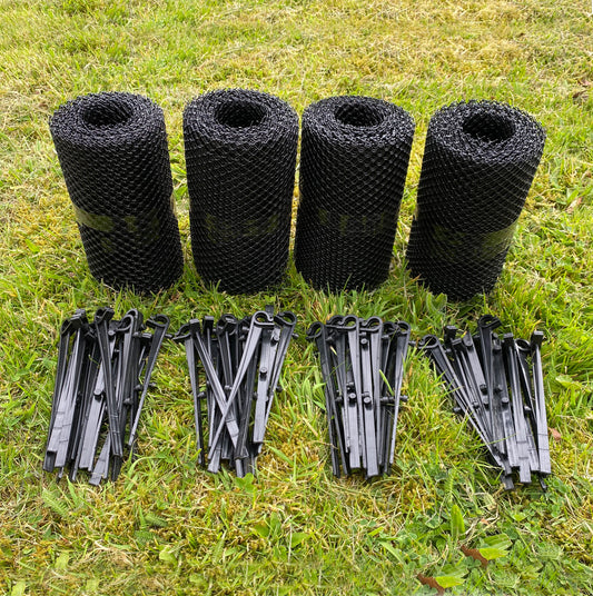 24m Gutter Mesh Netting Protection Guard with 60 Fixing Clips (4 Rolls)