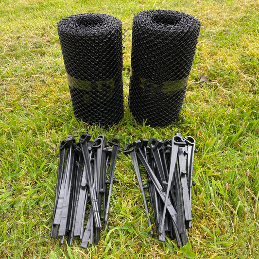 12m Gutter Mesh Netting Protection Guard with 30 Fixing Clips (2 Rolls)