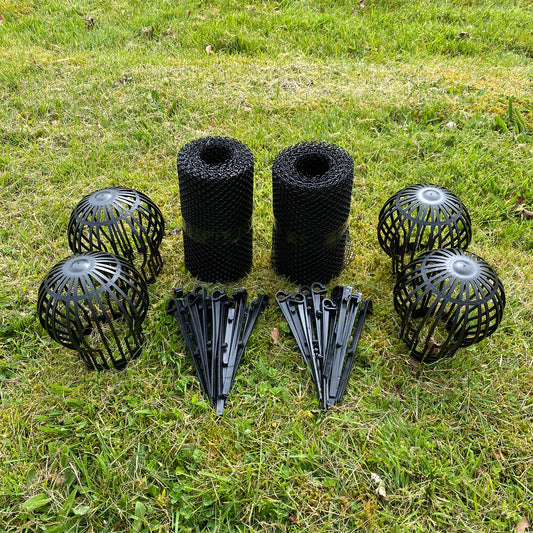 12m Gutter Protection Mesh Guard & Downpipe Filter Guards (Set of 4)