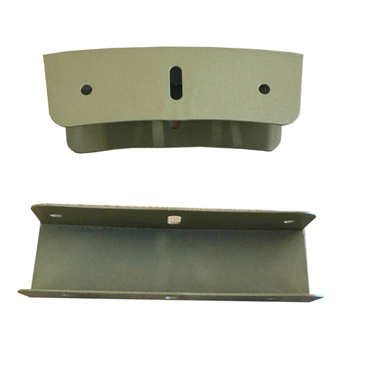Two metal brackets on a white background