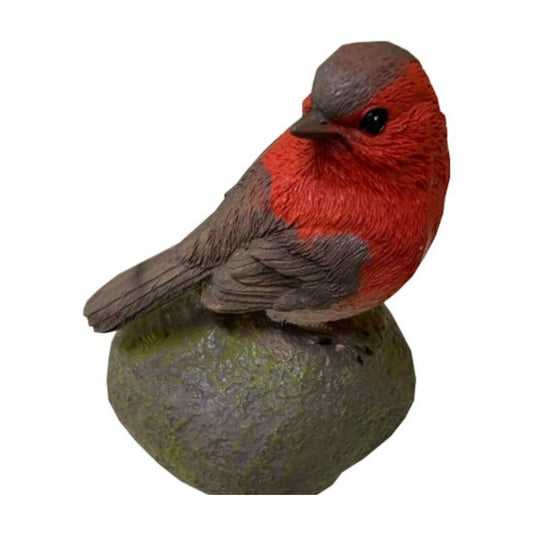 Factory Second - Robin on a Stone Resin Garden Ornament