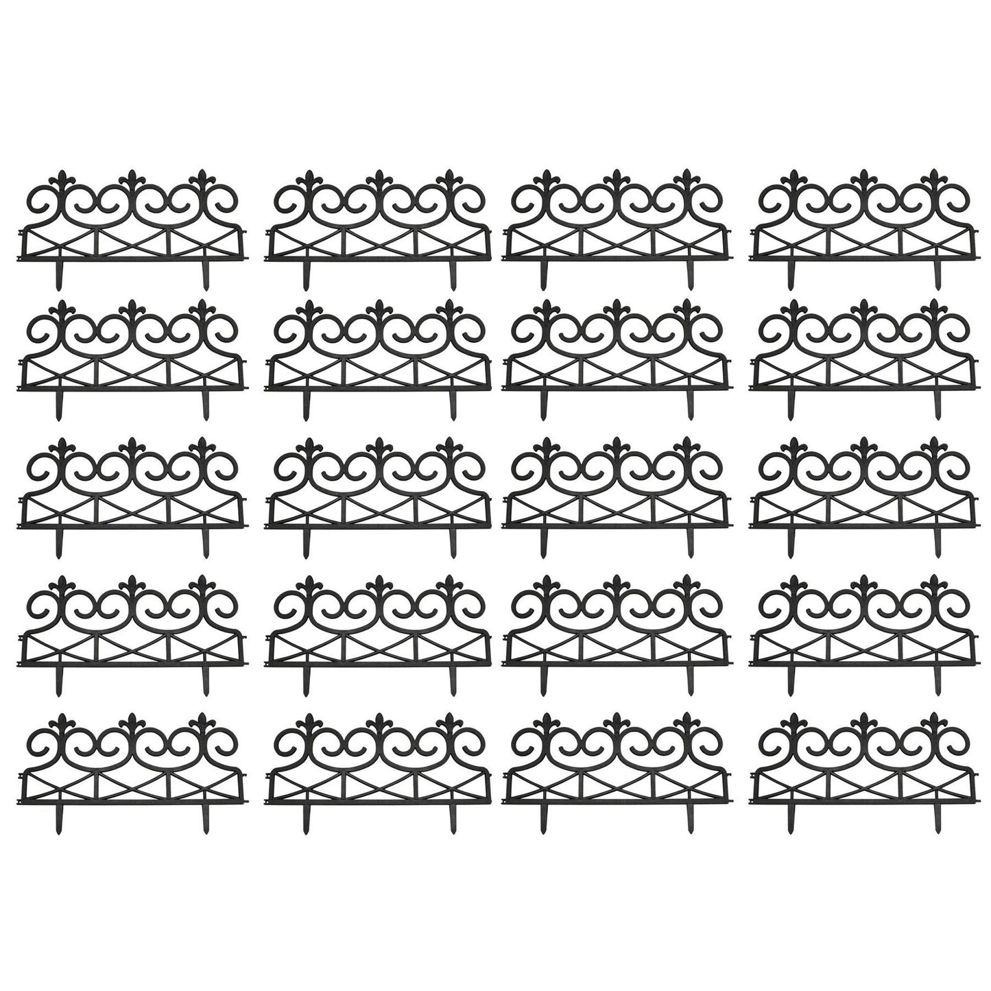 Fleur de Lys Black Plastic Garden Lawn Edging (60cm x 32cm) - 20 Panels