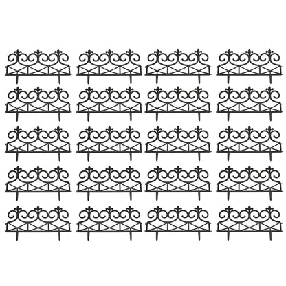 Fleur de Lys Black Plastic Garden Lawn Edging (60cm x 32cm) - 20 Panels