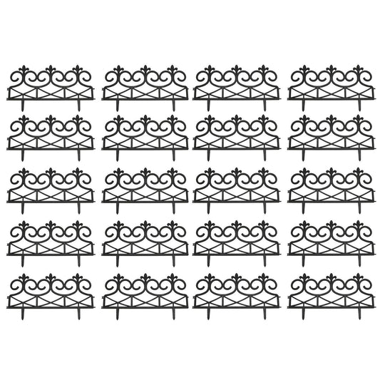 Fleur de Lys Black Plastic Garden Lawn Edging (60cm x 32cm) - 20 Panels