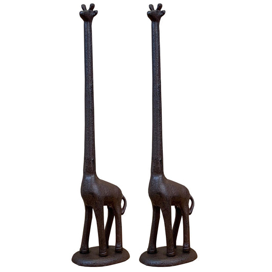 Cast Iron Giraffe Shaped Loo Roll Toilet Paper Holder Store (Set of 2)