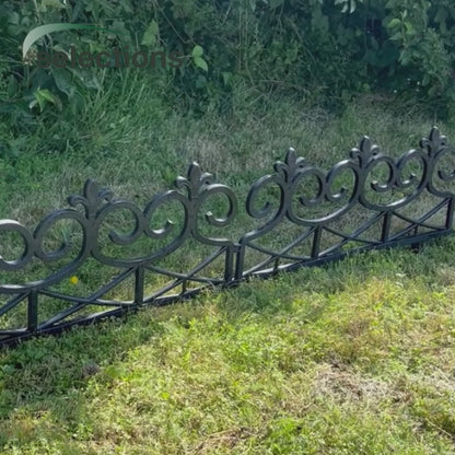Fleur de Lys Black Plastic Lawn Edging  (60cm x 32cm) - 5 Panels