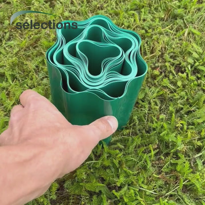 Set of 3 Green Plastic Garden Lawn Edging (9m x 15cm Roll)