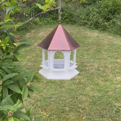 Rozel Hanging Bird Table with Metal Roof