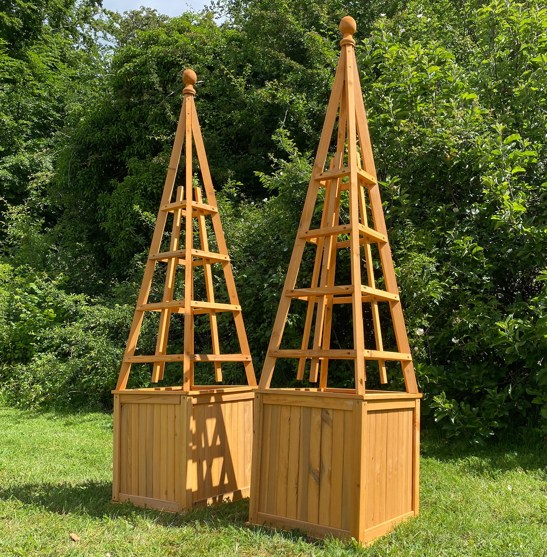 Square Wooden Garden Obelisk Planter Pack 2