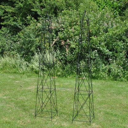 Pair of Roman Steel Garden Obelisks (2.1m)