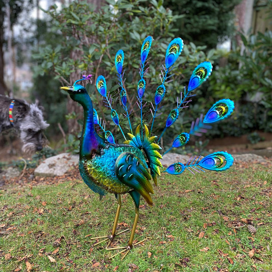Fan Tail Peacock Solar Light Garden Ornament