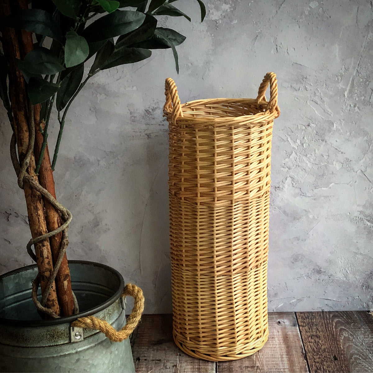 Woven Willow Wicker Umbrella and Walking Stick Holder