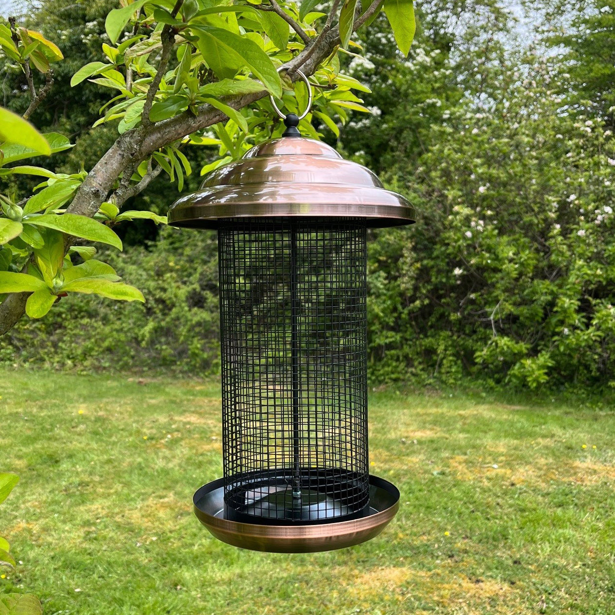 Copper Extra Large Hanging Metal Bird Nut Feeder