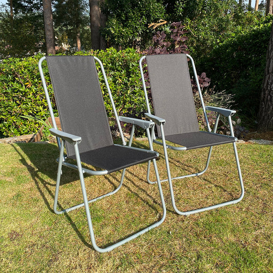 Set of 2 Folding Garden Furniture Set Chairs