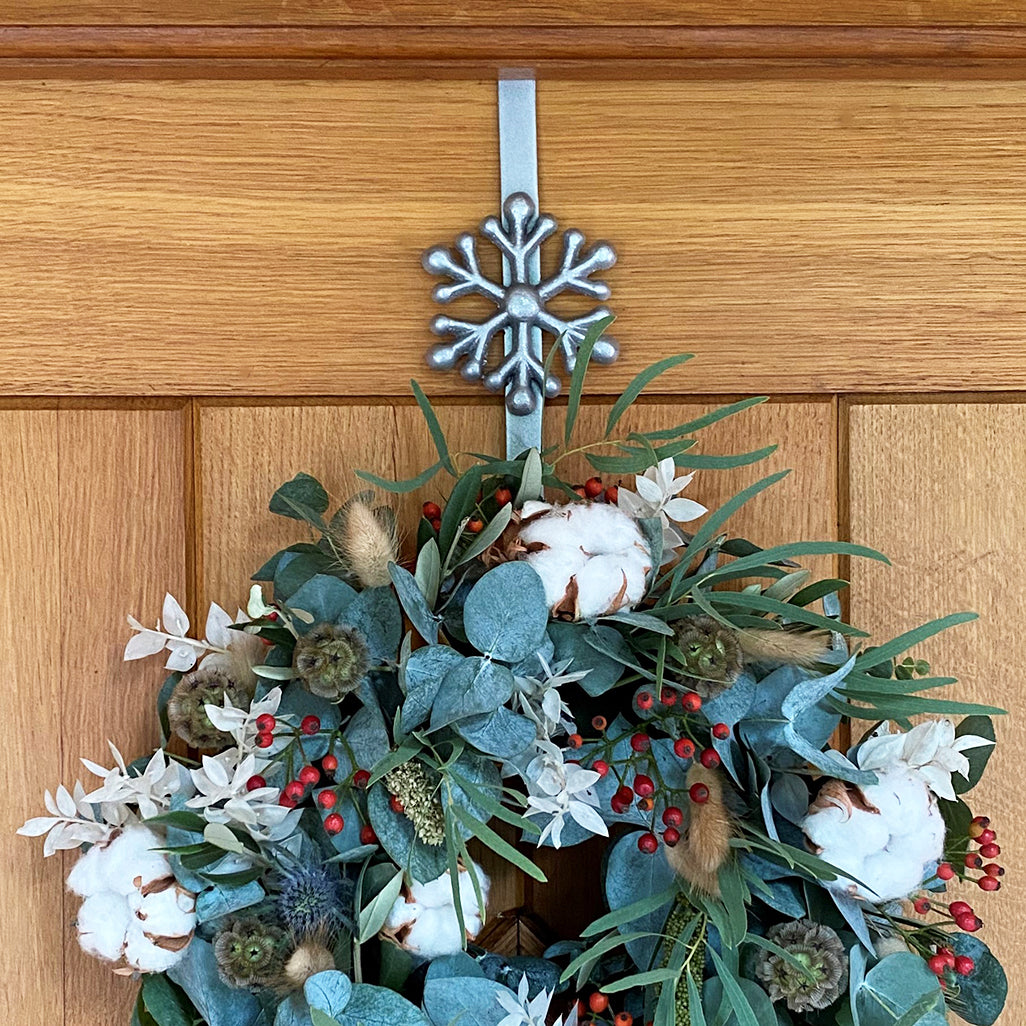 Snowflake Silver Metal Christmas Wreath Door Hanger