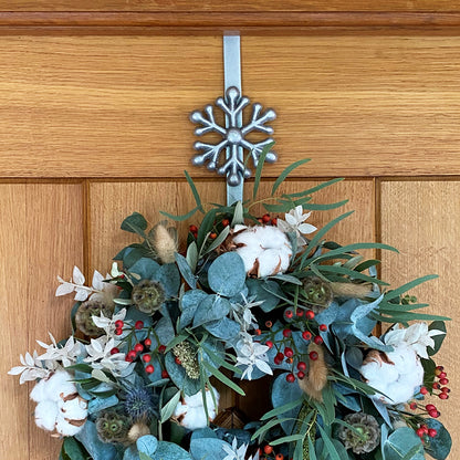 Snowflake Silver Metal Christmas Wreath Door Hanger