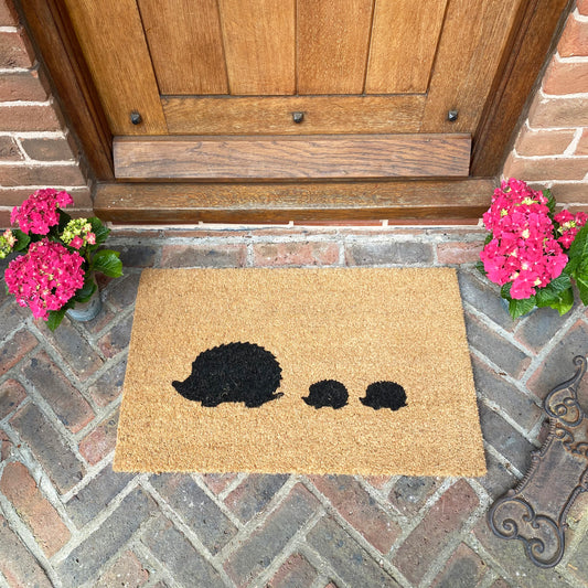 Hedgehog Family Coir Doormat
