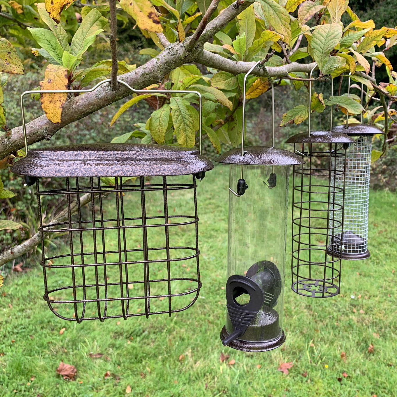 Hammertone Style Hanging Bird Feeders Seed, Nut, Fatball & Suet Block (Set of 4)