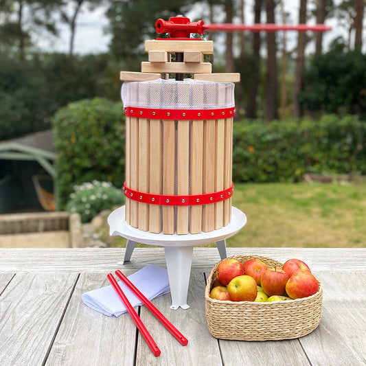 Deluxe Fruit and Apple Press (18 Litre) Pack with 2 Straining Bags, 2 Sets of Extension Blocks & 3 Handles