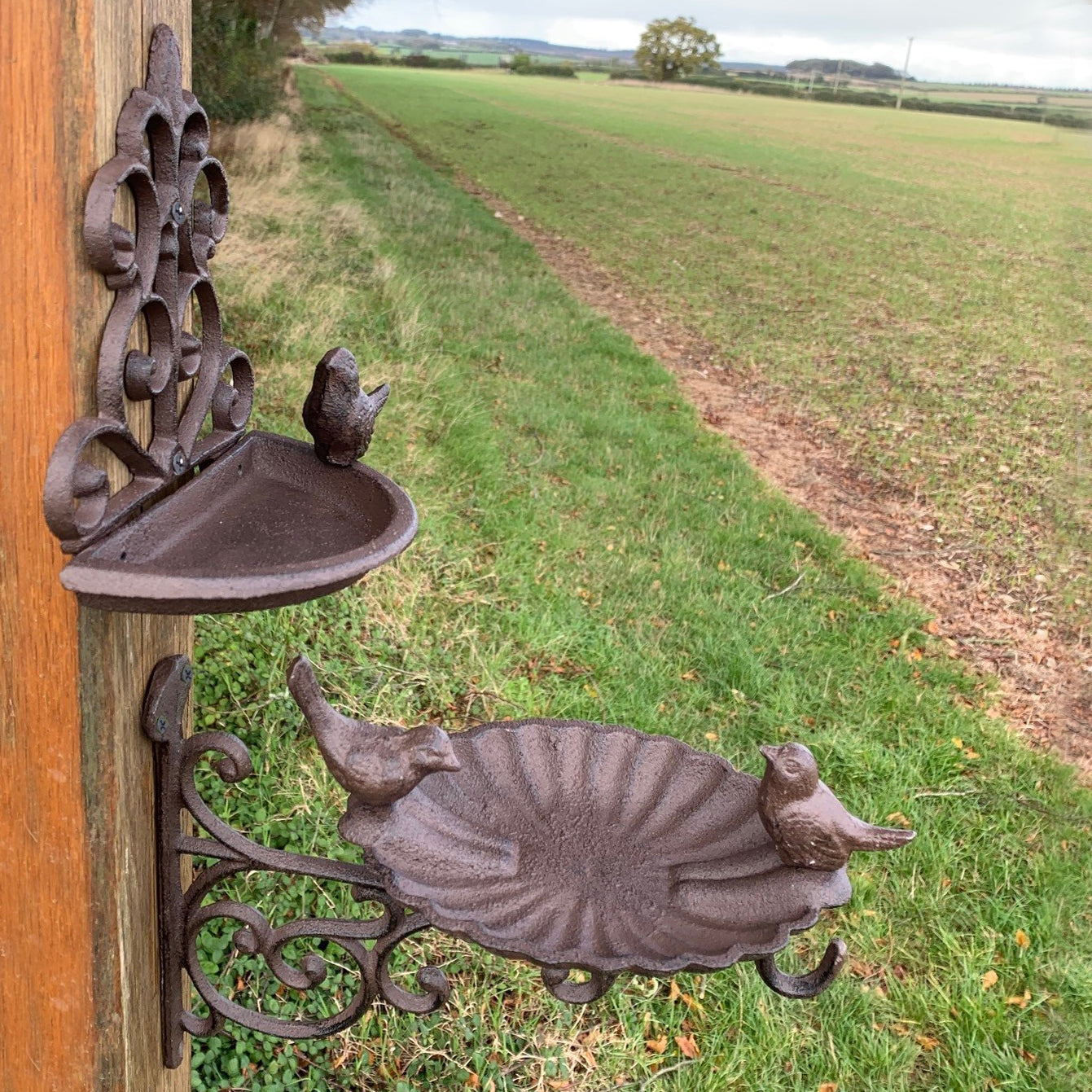 Conwy & Venus Cast Iron Wall Mounted Bird Feeder Bath (Set of 2)