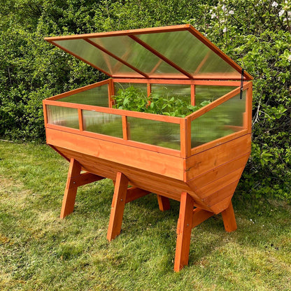 Veg-Trough Large Wooden Raised Vegetable Bed Planter with Polycarbonate Cold Frame