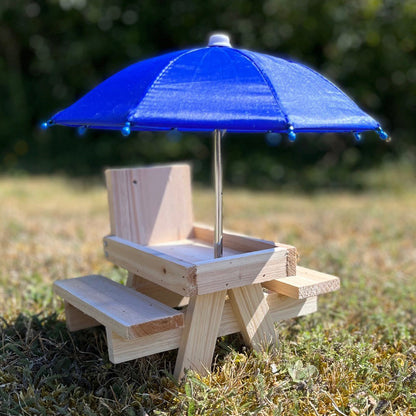 Wooden Wildlife Squirrel Feeder Picnic Table with Mini Umbrella