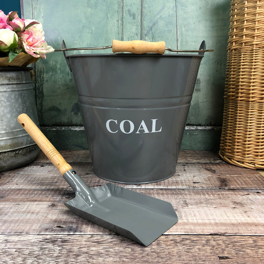 Fireside Coal Bucket & Shovel in French Grey